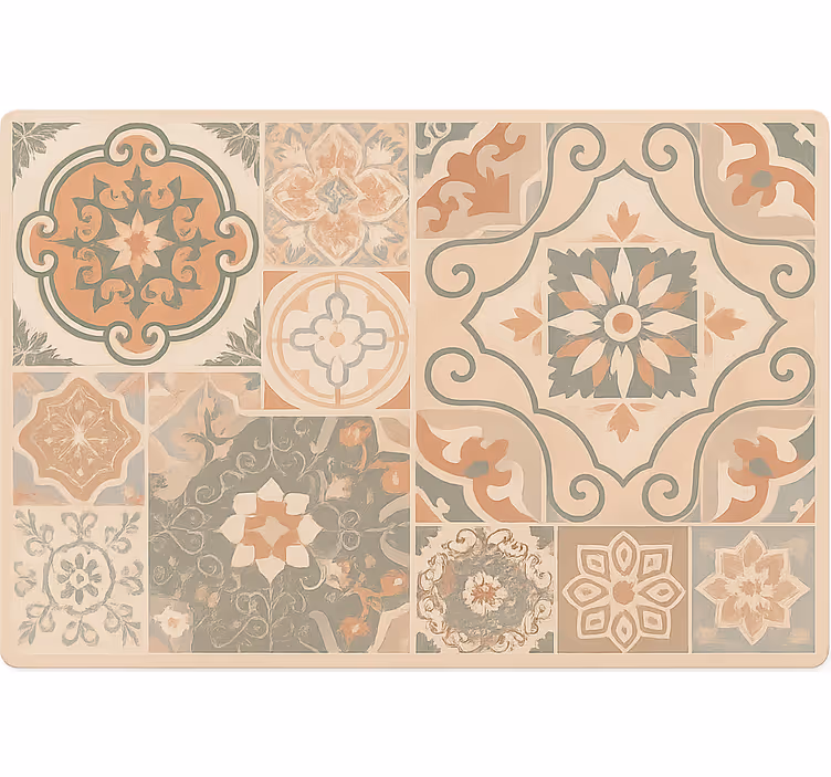 Living room roller blind cement tiles in various sizes - TenStickers