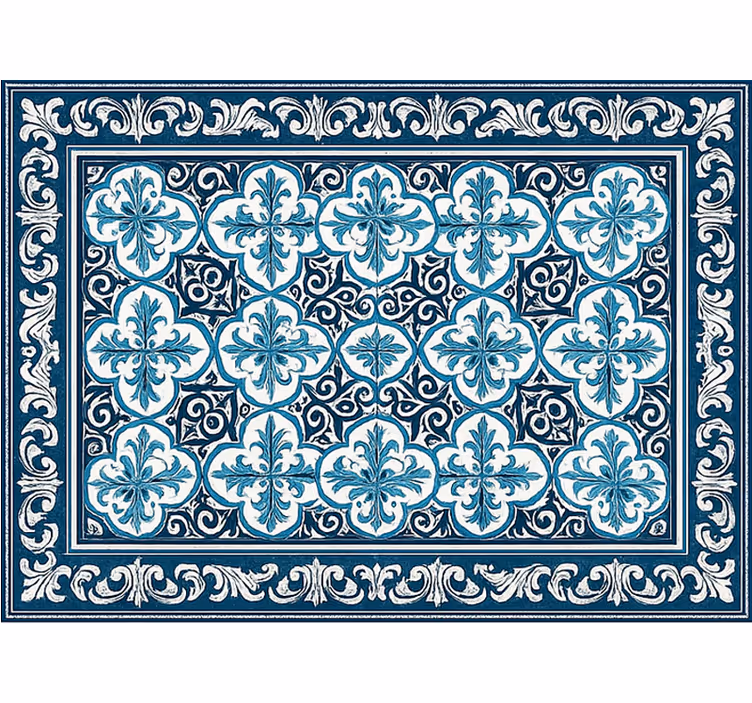 Living room roller blind in blue portuguese pattern - TenStickers