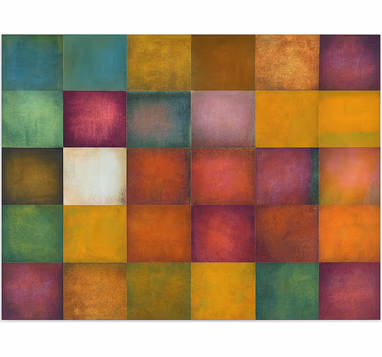 Living room roller blind colorful vintage squares pattern - TenStickers