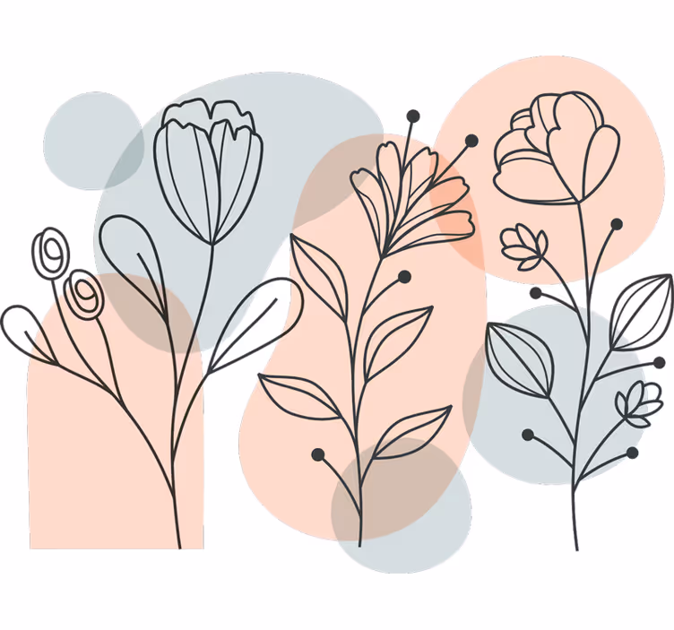 Bedroom roller blind with minimalist flowers - TenStickers