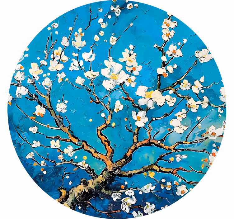 Bedroom roller blind with round blue flower design - TenStickers