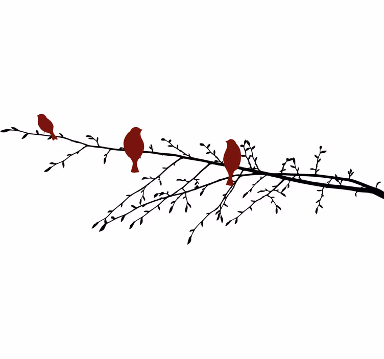 Bedroom roller blind with red birds on branch - TenStickers