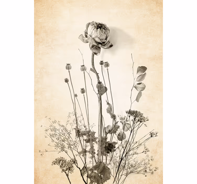 Bedroom roller blind with floral bouquet on beige - TenStickers