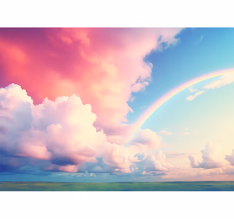 Children room roller blind cloudy sky with rainbow - TenStickers