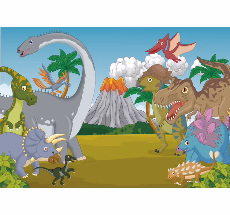 Children room roller blind with dinosaur mural - TenStickers