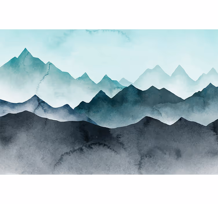 Children room roller blind painted blue mountains - TenStickers