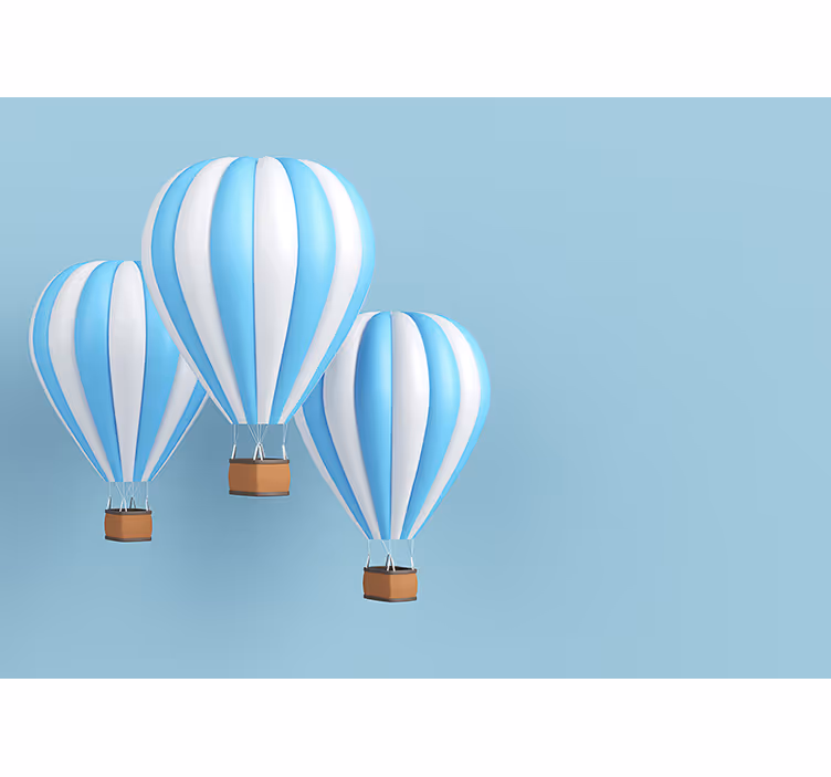 Children room roller blind hot air balloon blue white - TenStickers