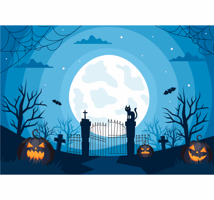 Children room roller blind nighttime graveyard - TenStickers