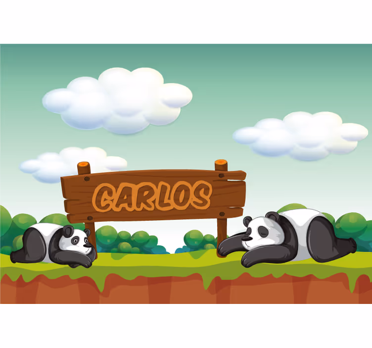 Children room roller blind panda's personalized name - TenStickers
