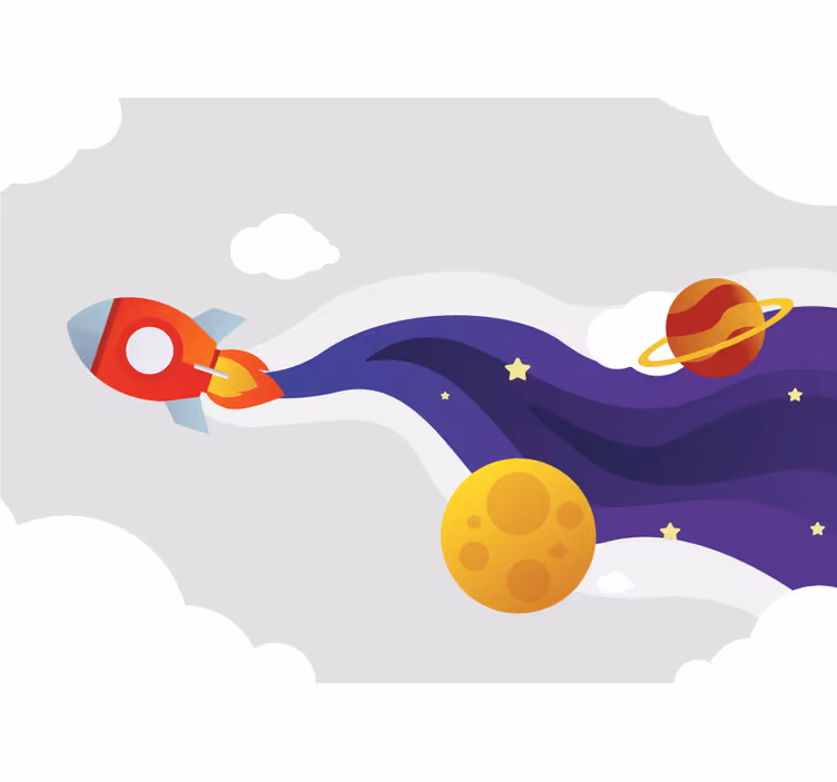 Children room roller blind cartoon rocket launch - TenStickers