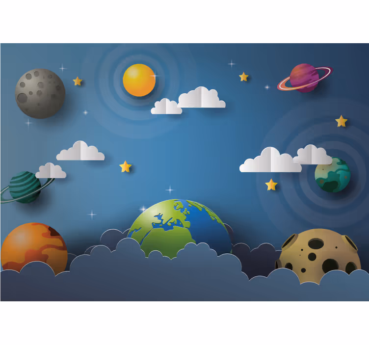 Children room roller blind with cartoon planets design - TenStickers