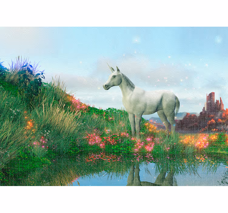 Children room roller blind unicorn castle flowers - TenStickers