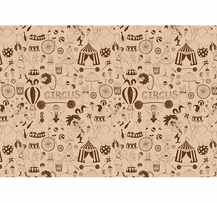 Children room roller blind retro brown circus pattern - TenStickers