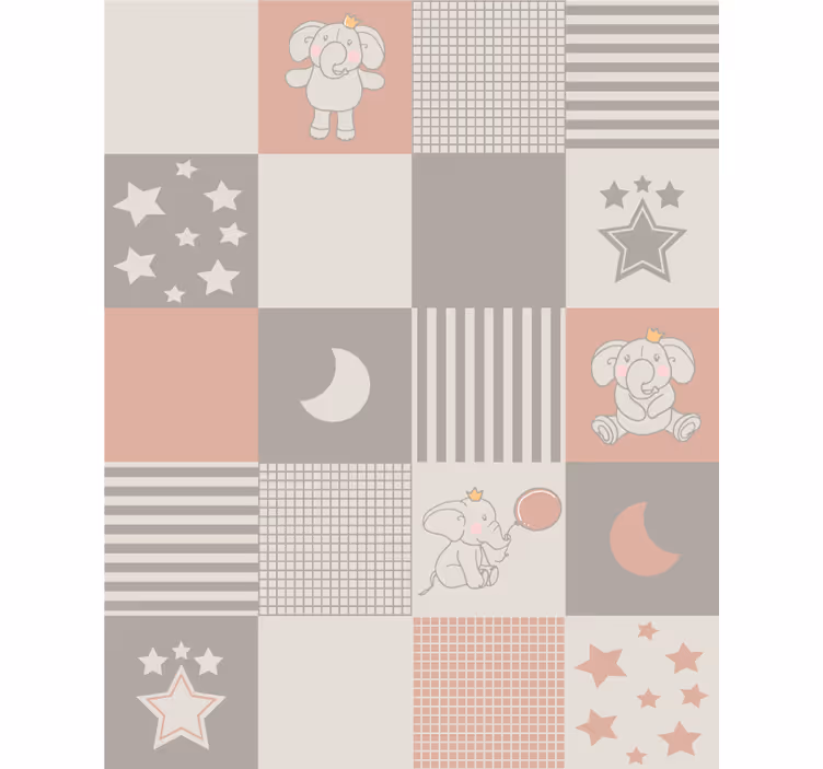 Children room roller blind with elephant nordic tiles - TenStickers