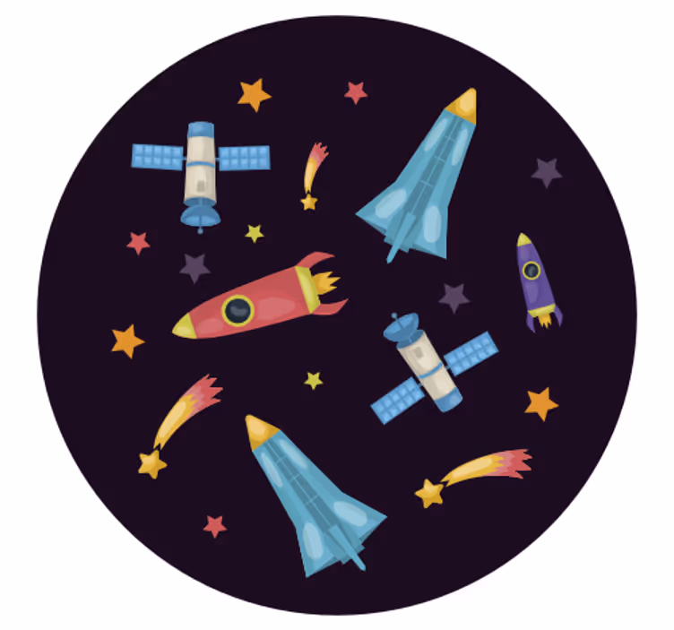Children room roller blind space rockets and planets - TenStickers