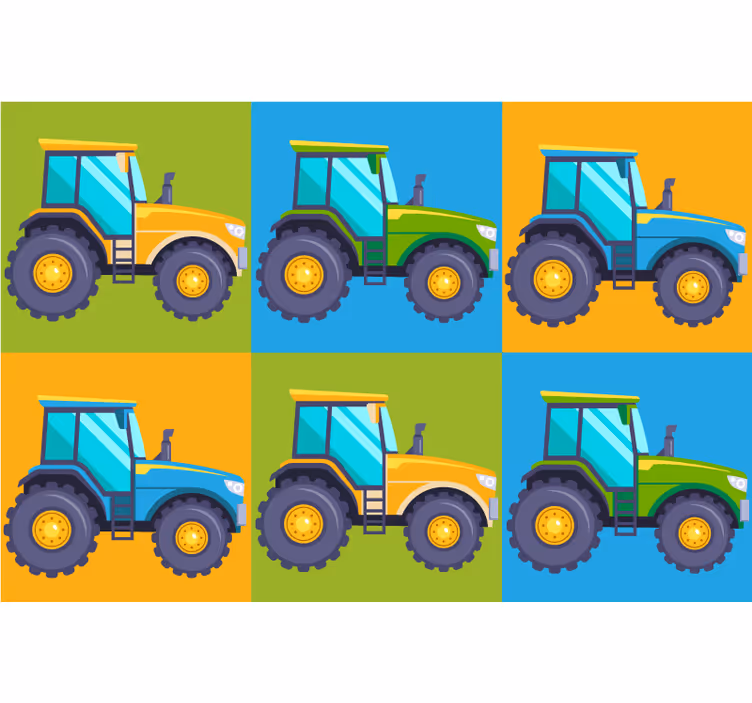 Children room roller blind multi-coloured tractor tiles - TenStickers