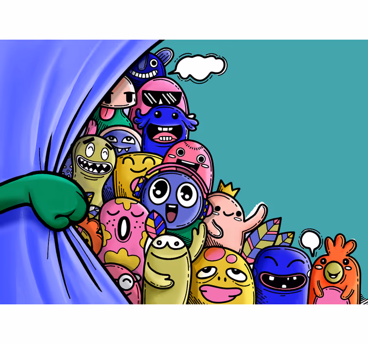 Children room roller blind with playful monsters - TenStickers