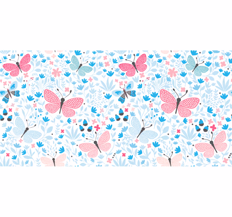 Children room roller blind in pink with blue motifs - TenStickers