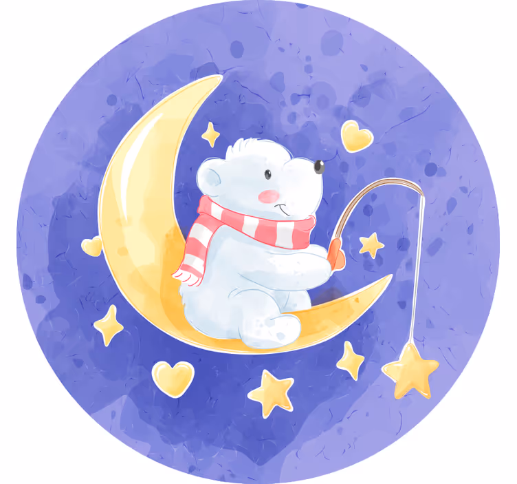 Children room roller blind bear fishing stars nordic style - TenStickers