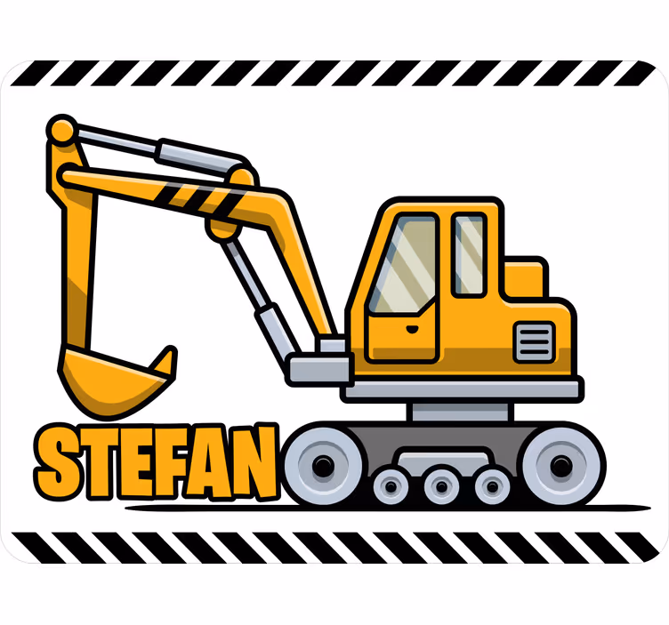 Children room roller blind yellow excavator with name - TenStickers