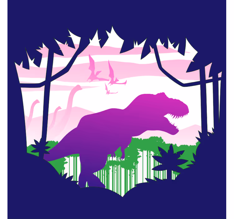 Children room roller blind big dinosaur with birds rug - TenStickers