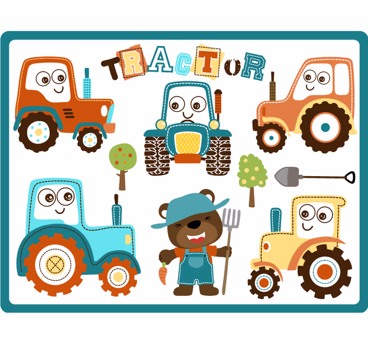 Smiling tractors children room roller blind - TenStickers