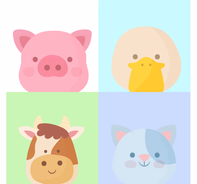 Children room roller blind 4 cute farm animals - TenStickers