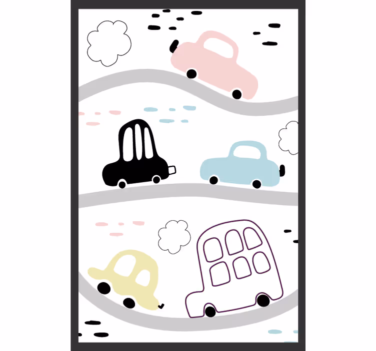 Children room roller blind with vehicles and roads - TenStickers