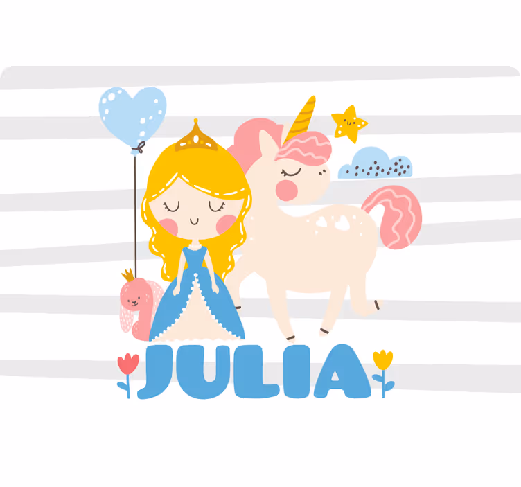 Children room roller blind cartoon princes and unicorn - TenStickers