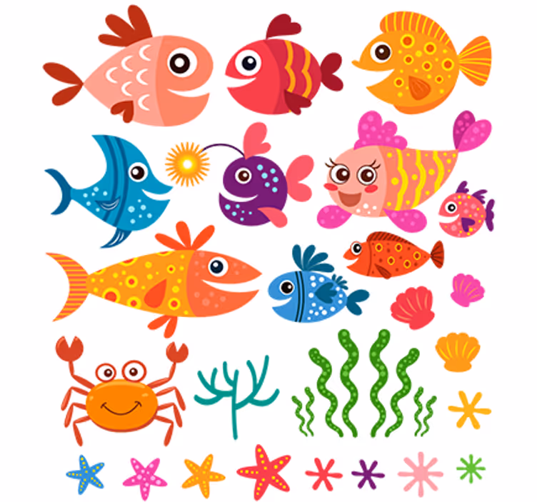 Colorful baby fishes children room roller blind - TenStickers