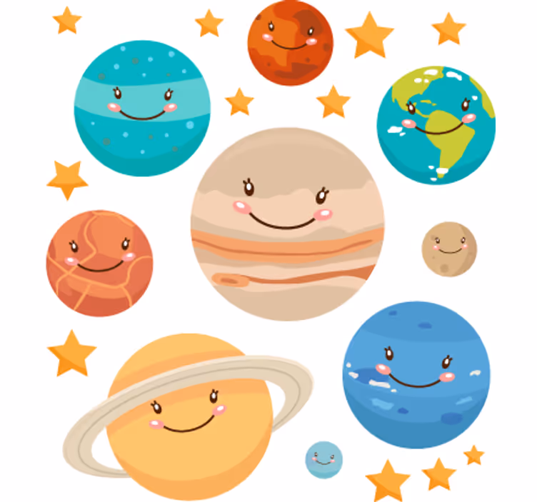 Children room roller blind solar system planet stickers - TenStickers