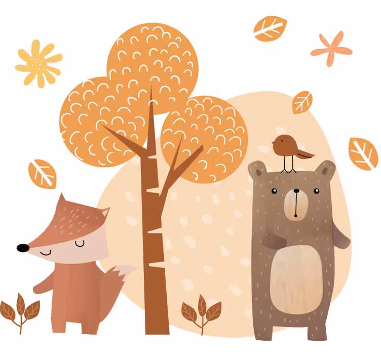 Children room roller blind animals and tree - TenStickers