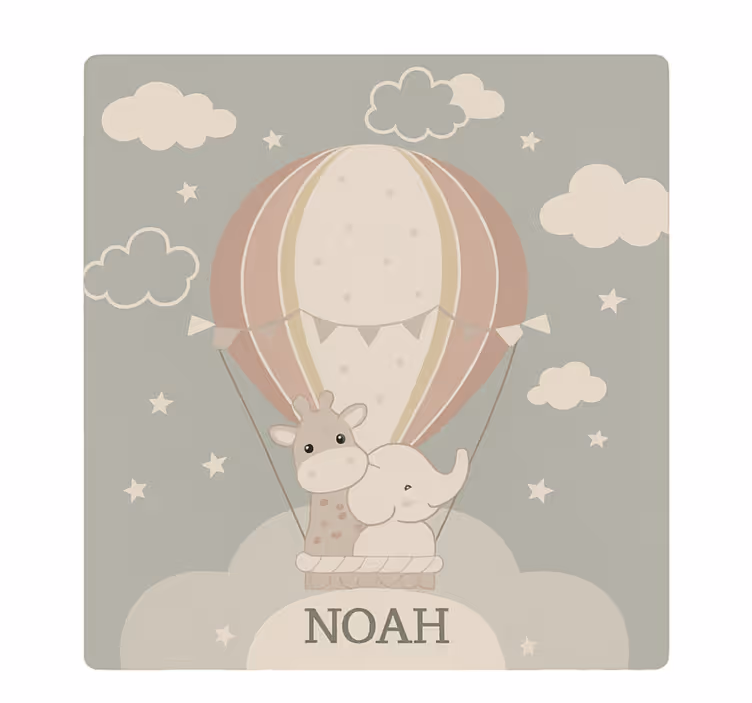Children room roller blind pastel air balloon with name - TenStickers