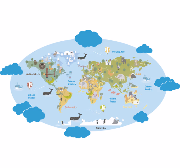 Children room roller blind kids' world map - TenStickers