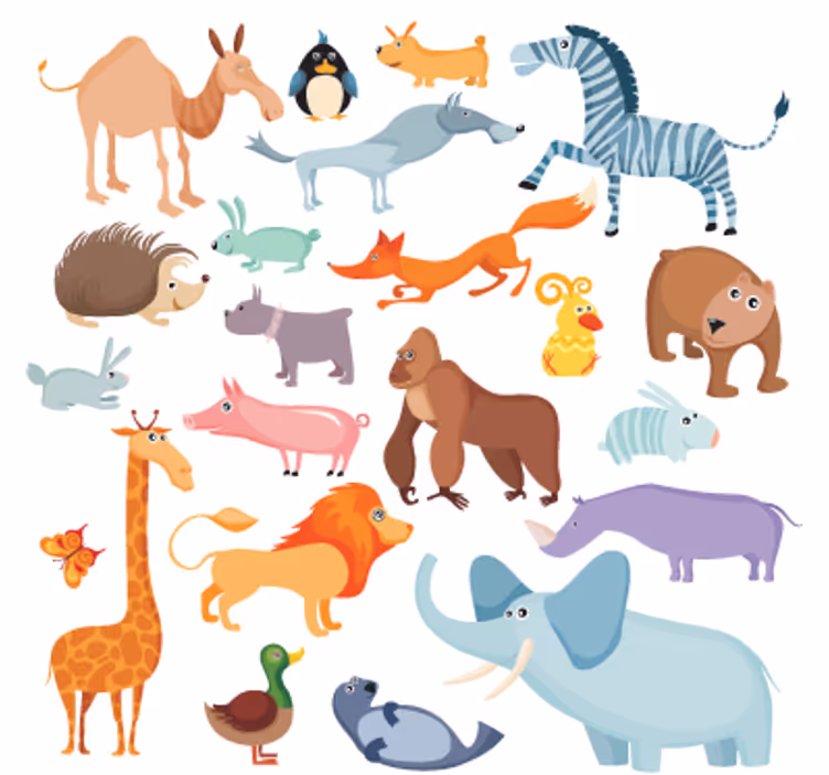 Children room roller blind wild animal stickers - TenStickers