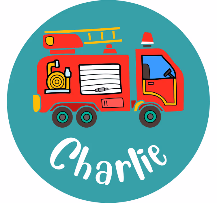 Children room roller blind personalised fire truck - TenStickers