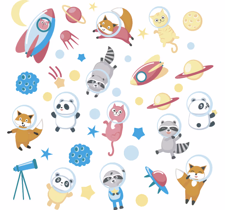 Children room roller blind animal space adventure - TenStickers