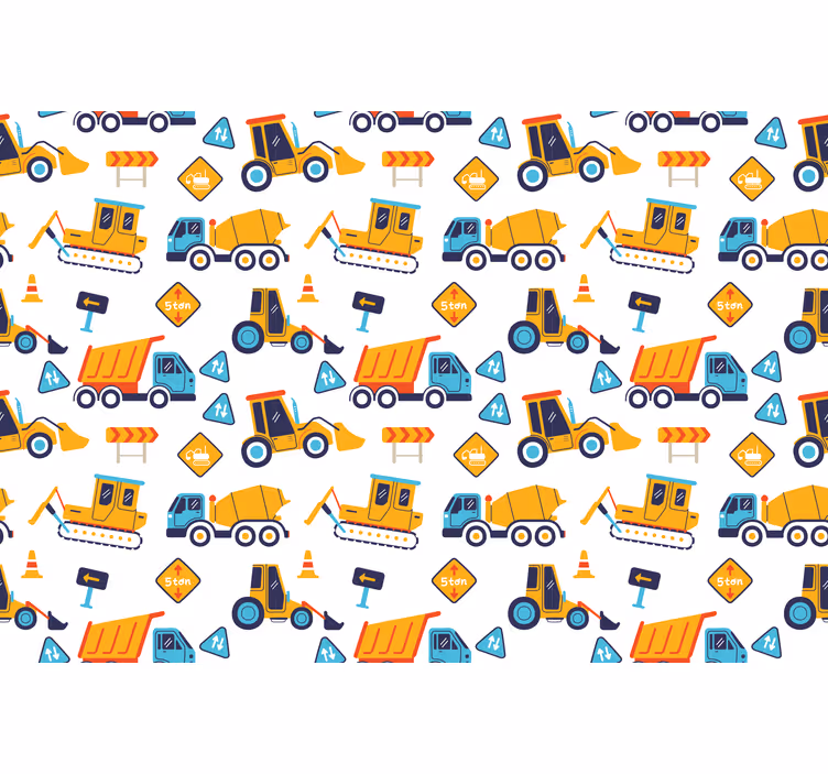 Children room roller blind cartoon construction site - TenStickers