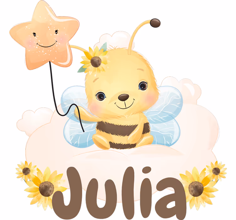 Children room roller blind cute bee with name - TenStickers