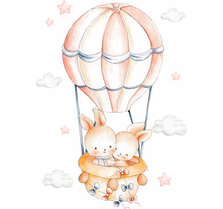 Children room roller blind bunny hot air balloon - TenStickers