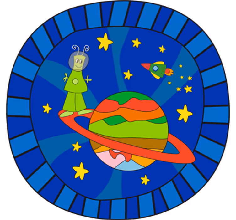Children room roller blind green alien vinyl - TenStickers