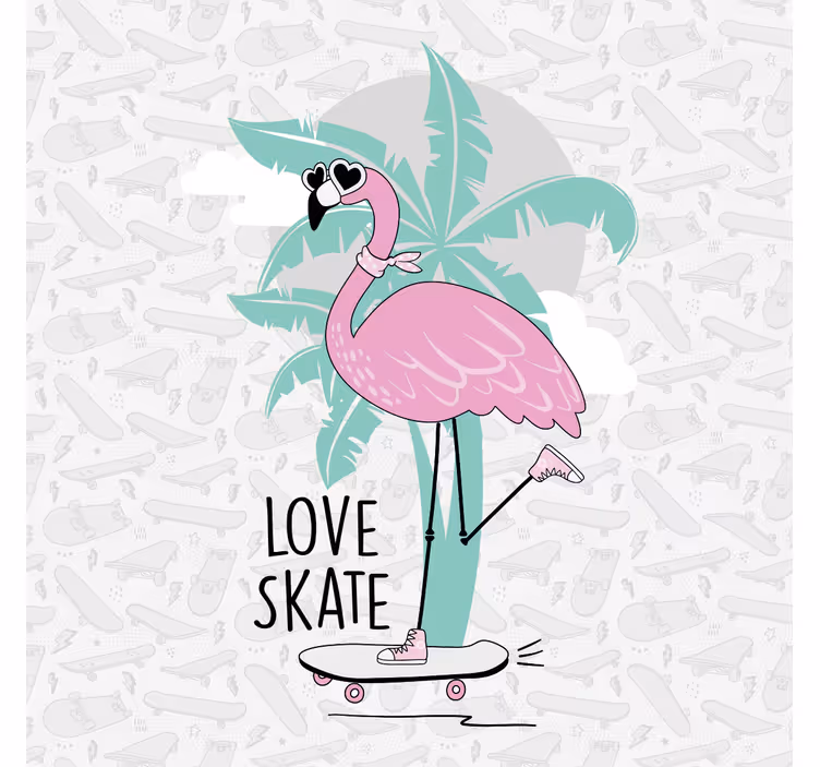 Children room roller blind hand drawn flamingo skating - TenStickers
