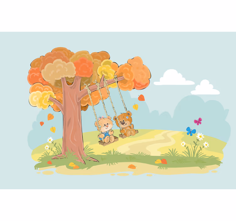 Children room roller blind teddy bears in the woods - TenStickers