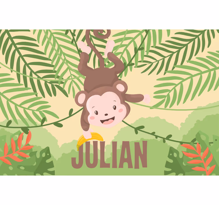 Children room roller blind cute baby monkey on branch - TenStickers