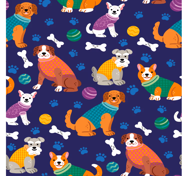 Children room roller blind with vibrant dog pattern - TenStickers