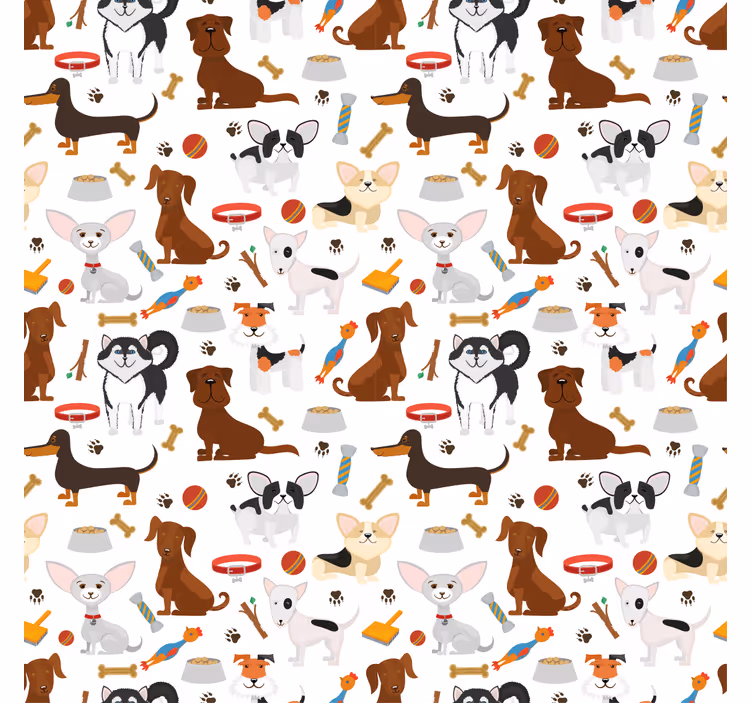 Children room roller blind with cute mixed puppies - TenStickers