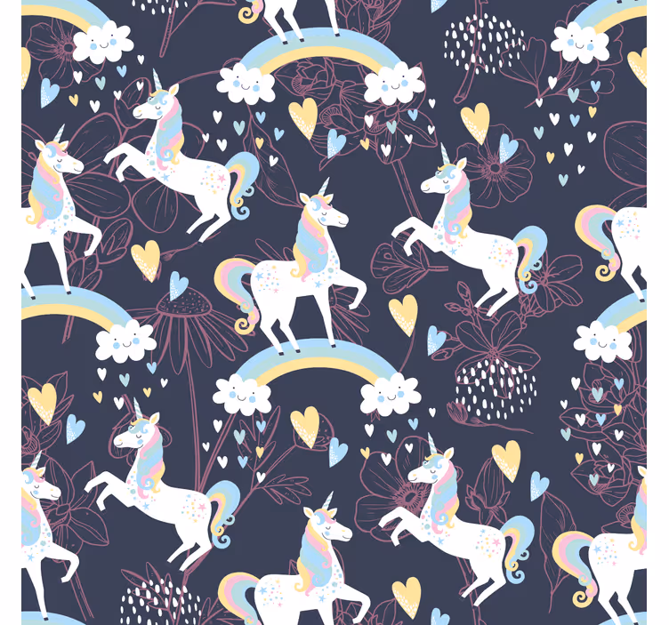 Children room roller blind with pink unicorn floral design - TenStickers
