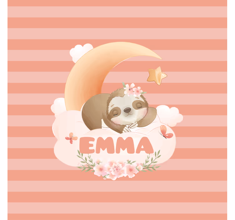 Children room roller blind cute sloth with name - TenStickers
