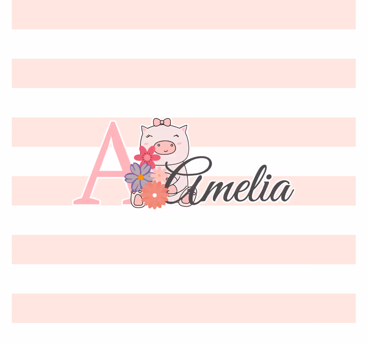 Children room roller blind cute piggy with name - TenStickers