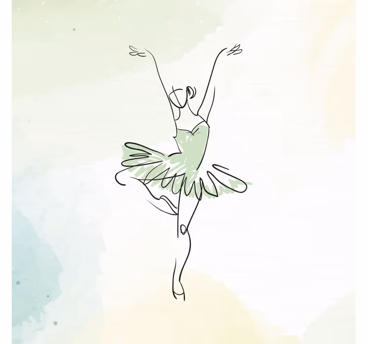 Children room roller blind ballerina pose line art - TenStickers